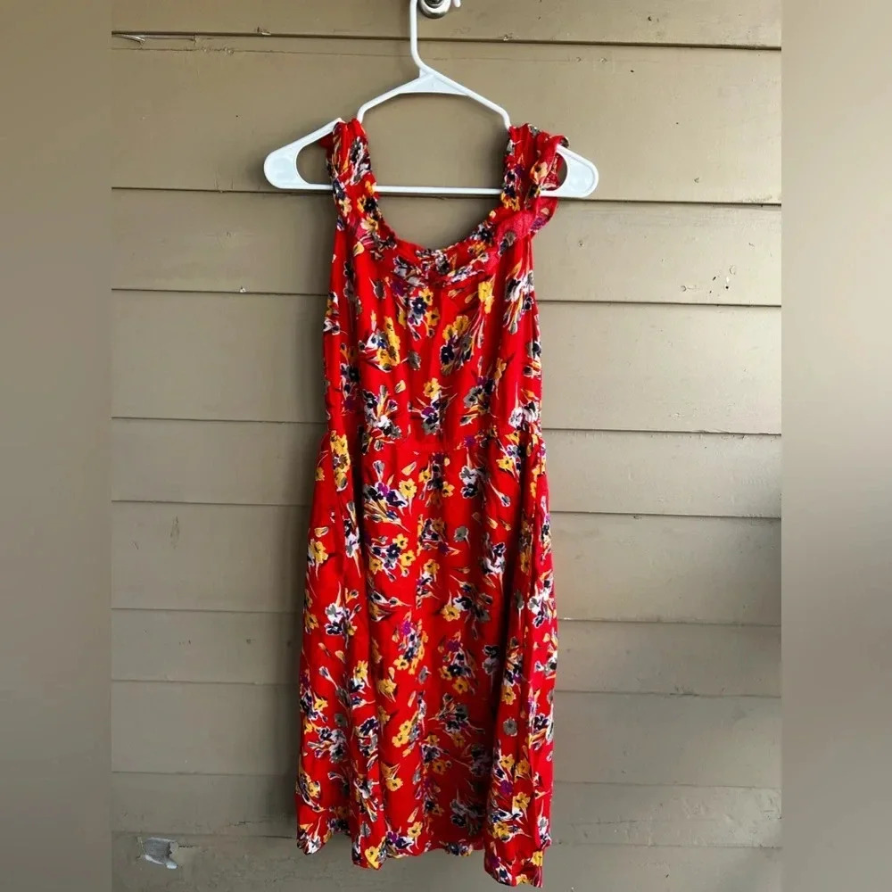 Anthropologie Red Floral Midi Dress - Picture 4 of 5